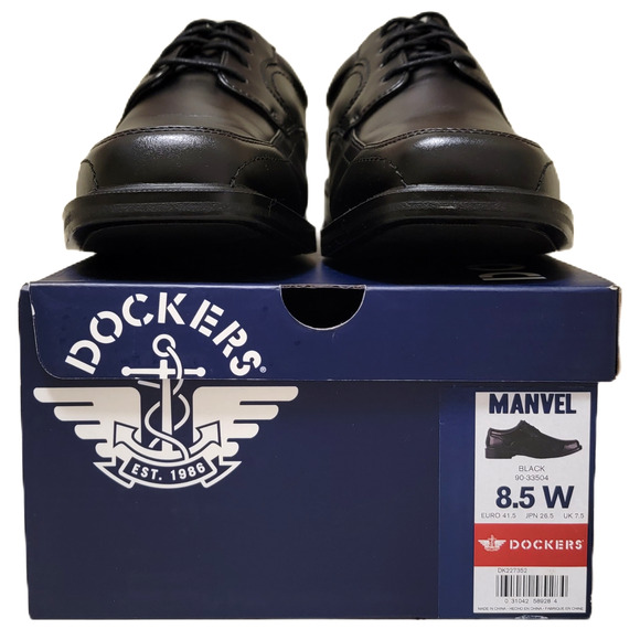 Dockers Men Lace Up Bicycle Toe Derby Oxfords Manvel Size US 8.5W Black Leather main image 5